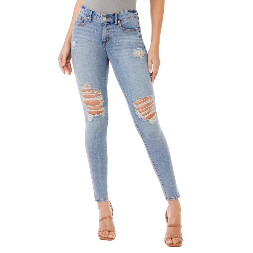 Sofia Vergara Jeans Women's Sofia Skinny Mid Rise Ankle Jeans Button Closure